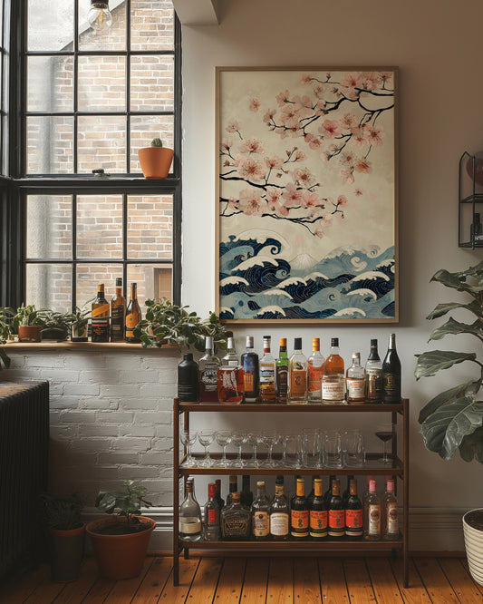 Ocean Waves Meet Cherry Blossoms