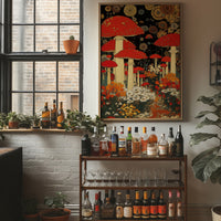 Crimson Mushrooms Dance Under Stars