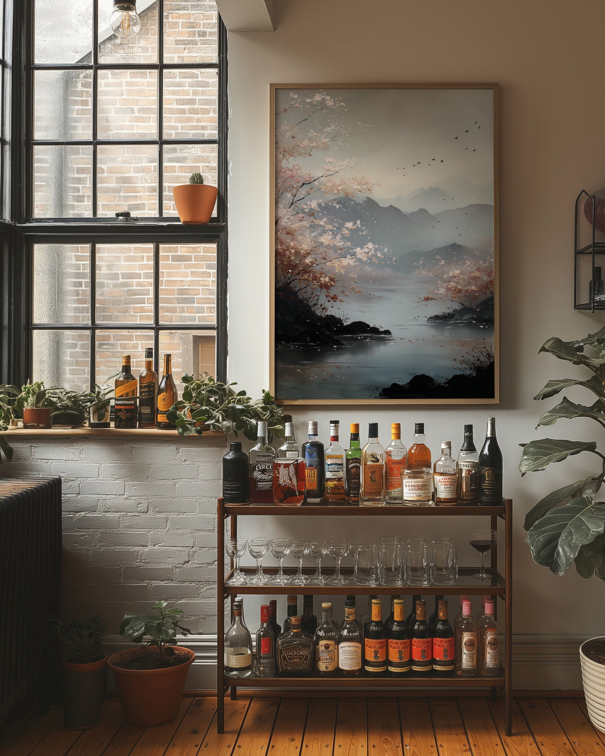 Cherry Blossoms Meet Mountain Lake