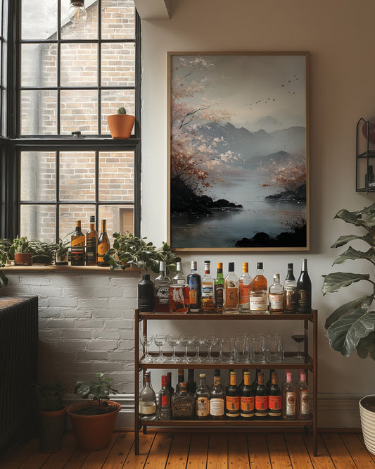 Cherry Blossoms Meet Mountain Lake