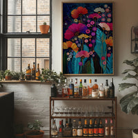 Midnight Garden Blooms Electric Dreams