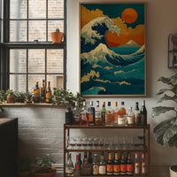 Teal Waves Chase Golden Horizons