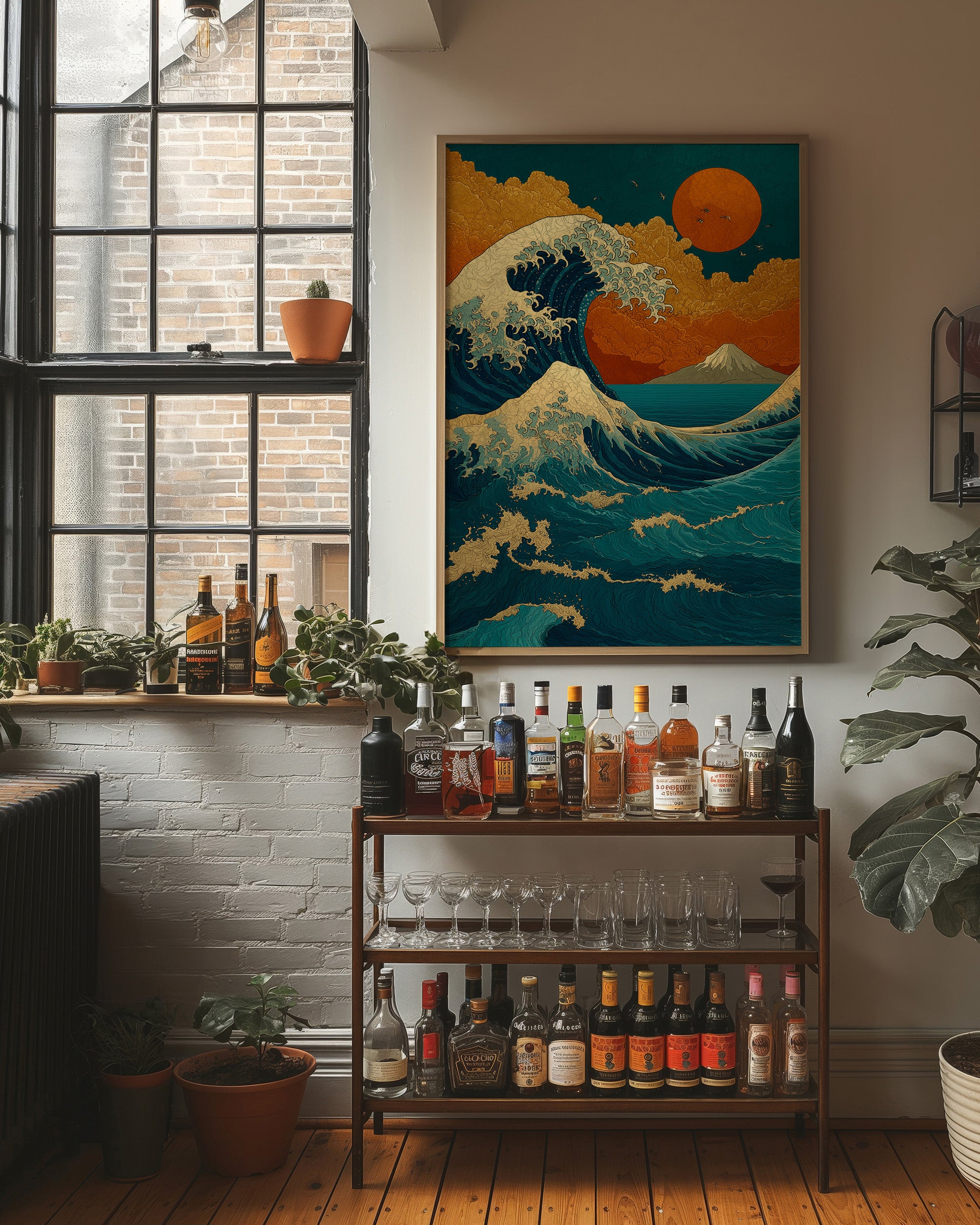 Teal Waves Chase Golden Horizons