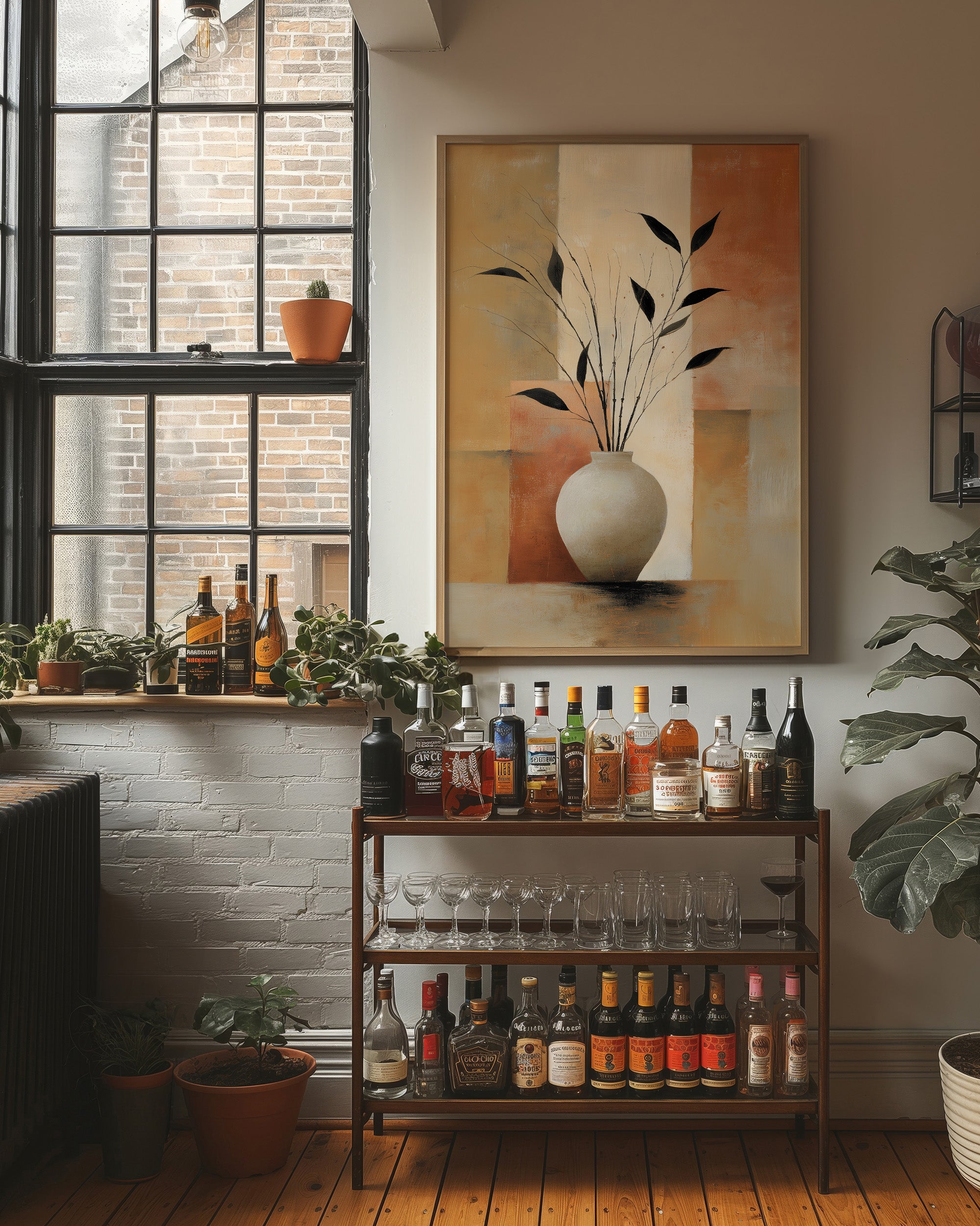 Sunlit Bar With Botanical Grace