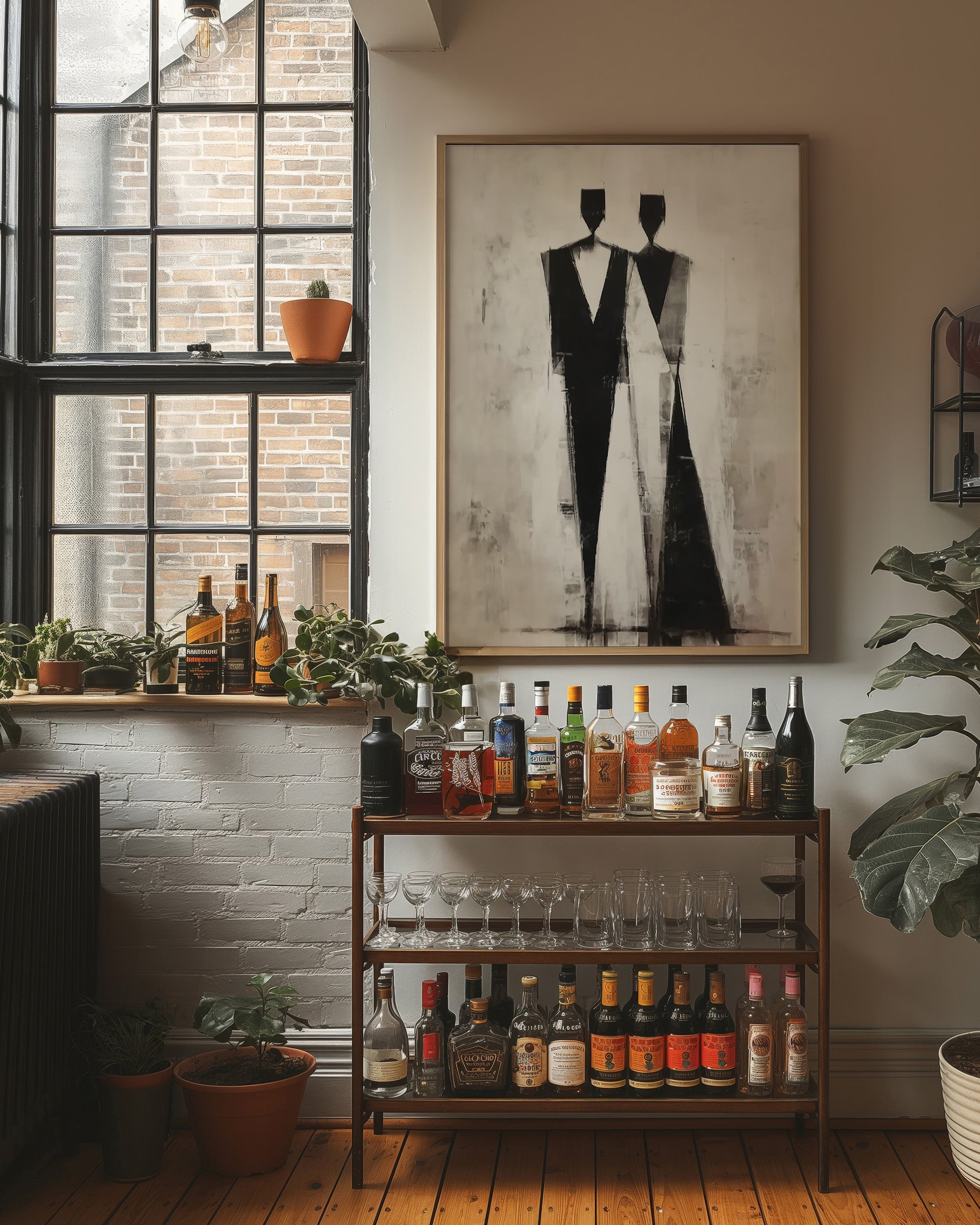 Monochrome Figures Dance Through Fog