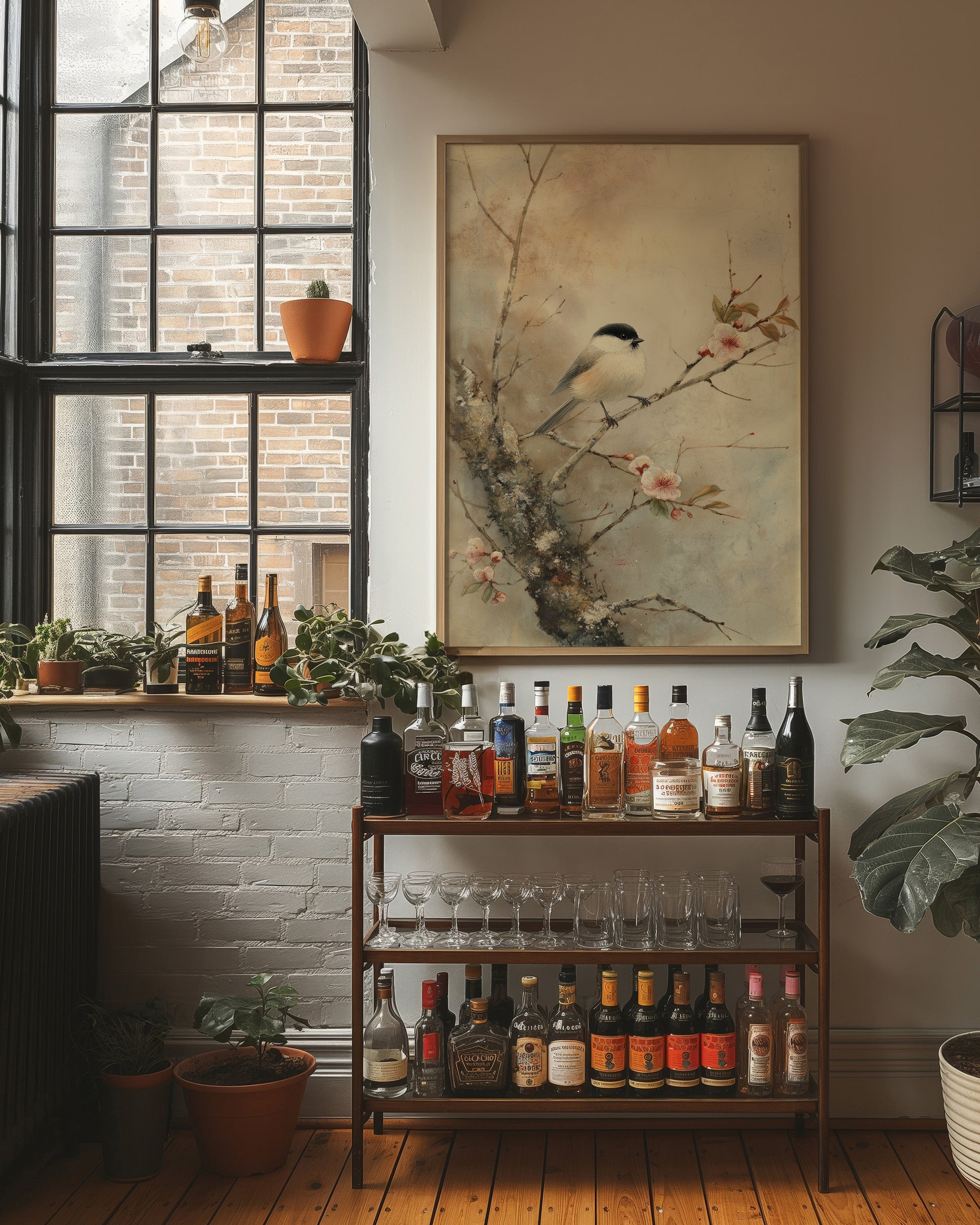 Little Bird Meets Cherry Blossom Spring