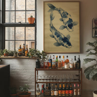 Blue Koi Dance In Golden Light