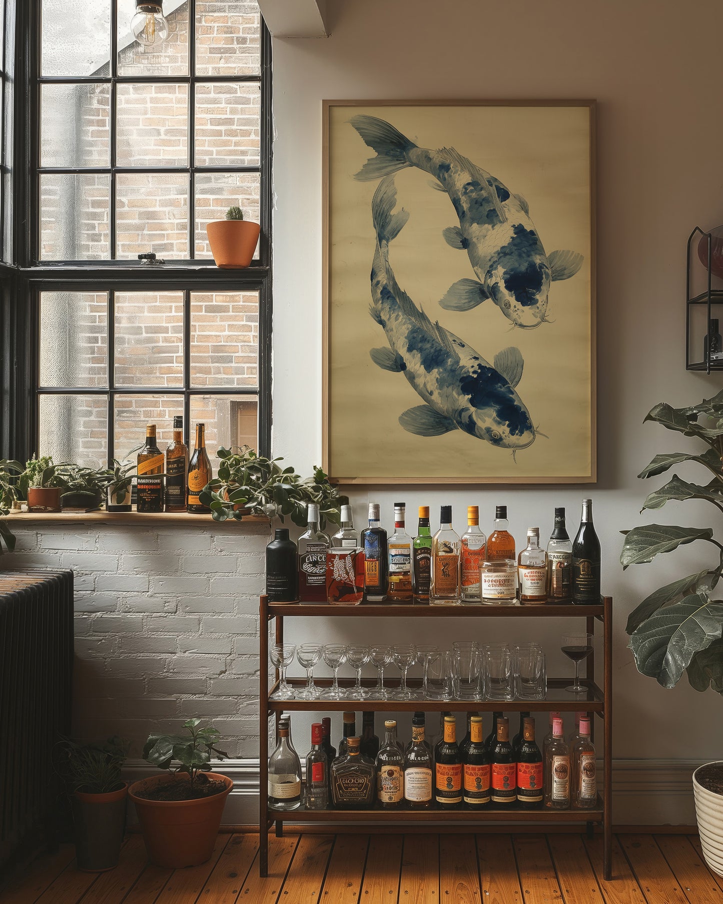 Blue Koi Dance In Golden Light