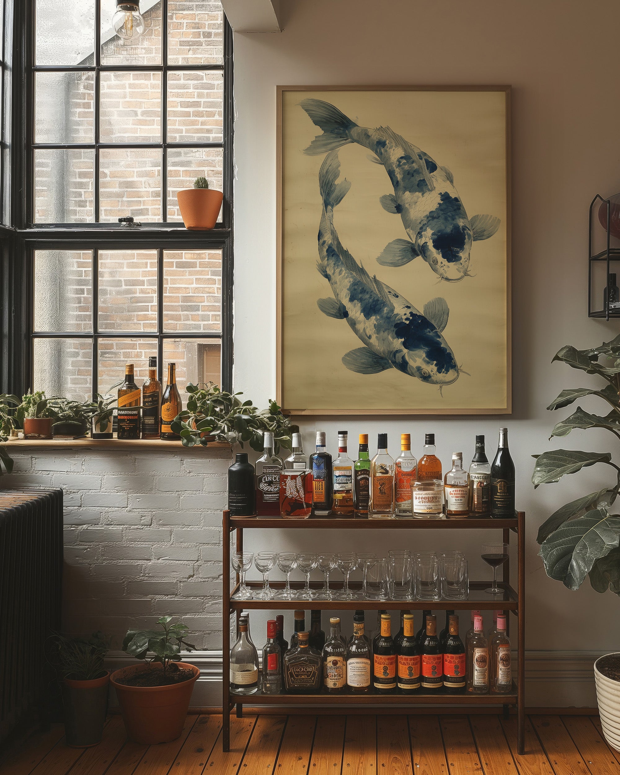 Blue Koi Dance In Golden Light