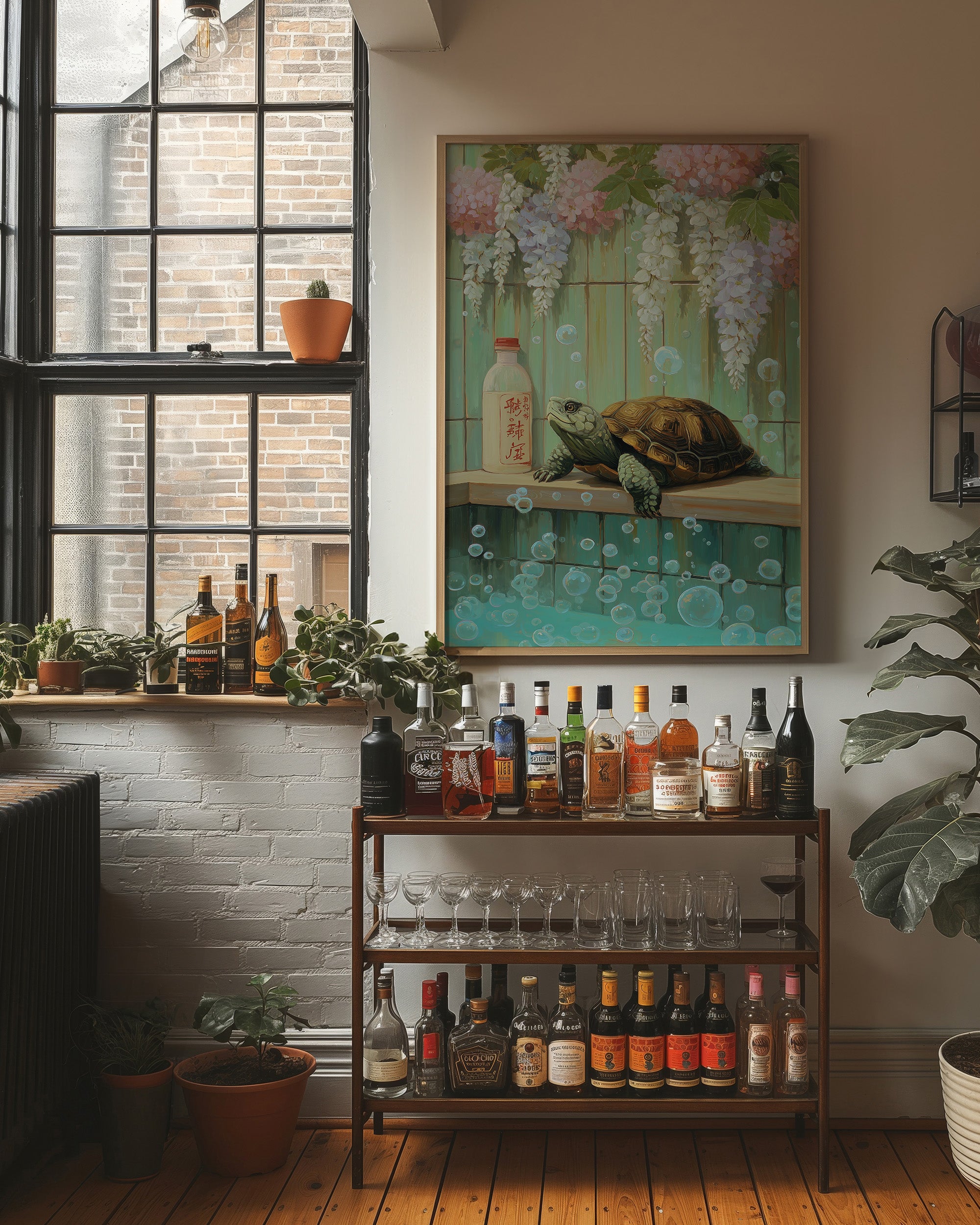 Turtle Dreams Among Wisteria Blooms