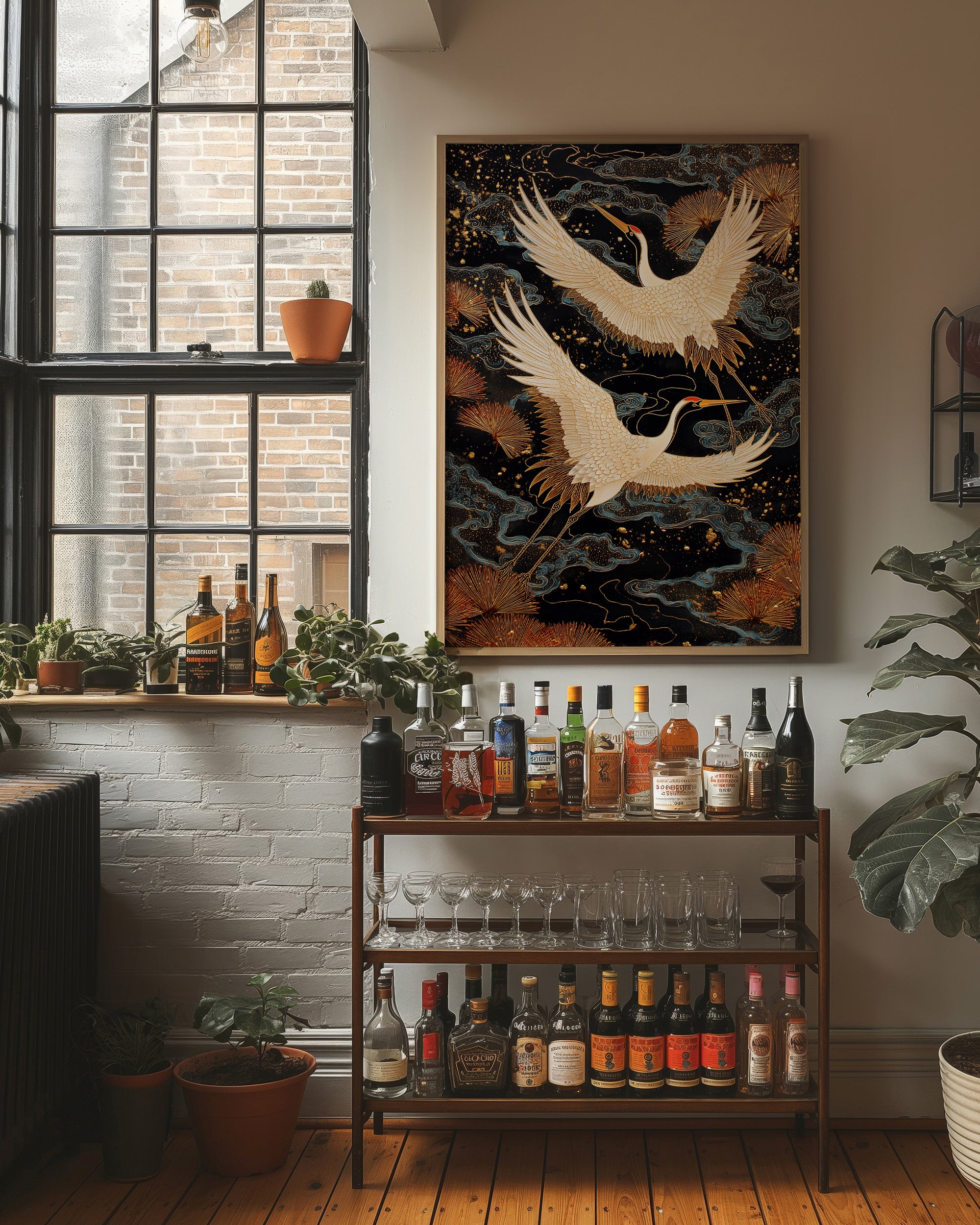 Celestial Cranes Dance Through Starlight