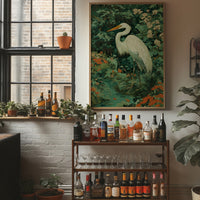 White Heron Among Garden Secrets