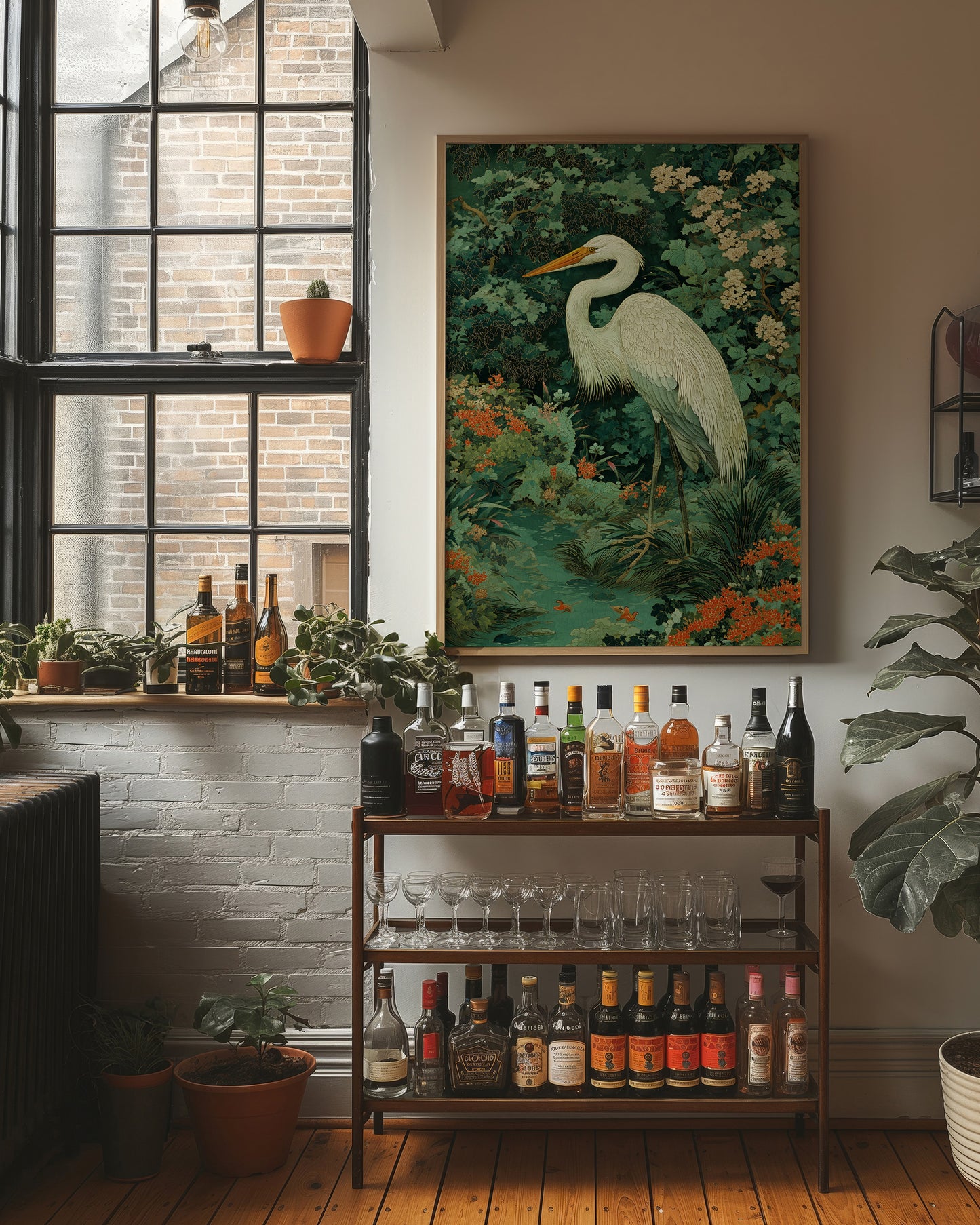 White Heron Among Garden Secrets