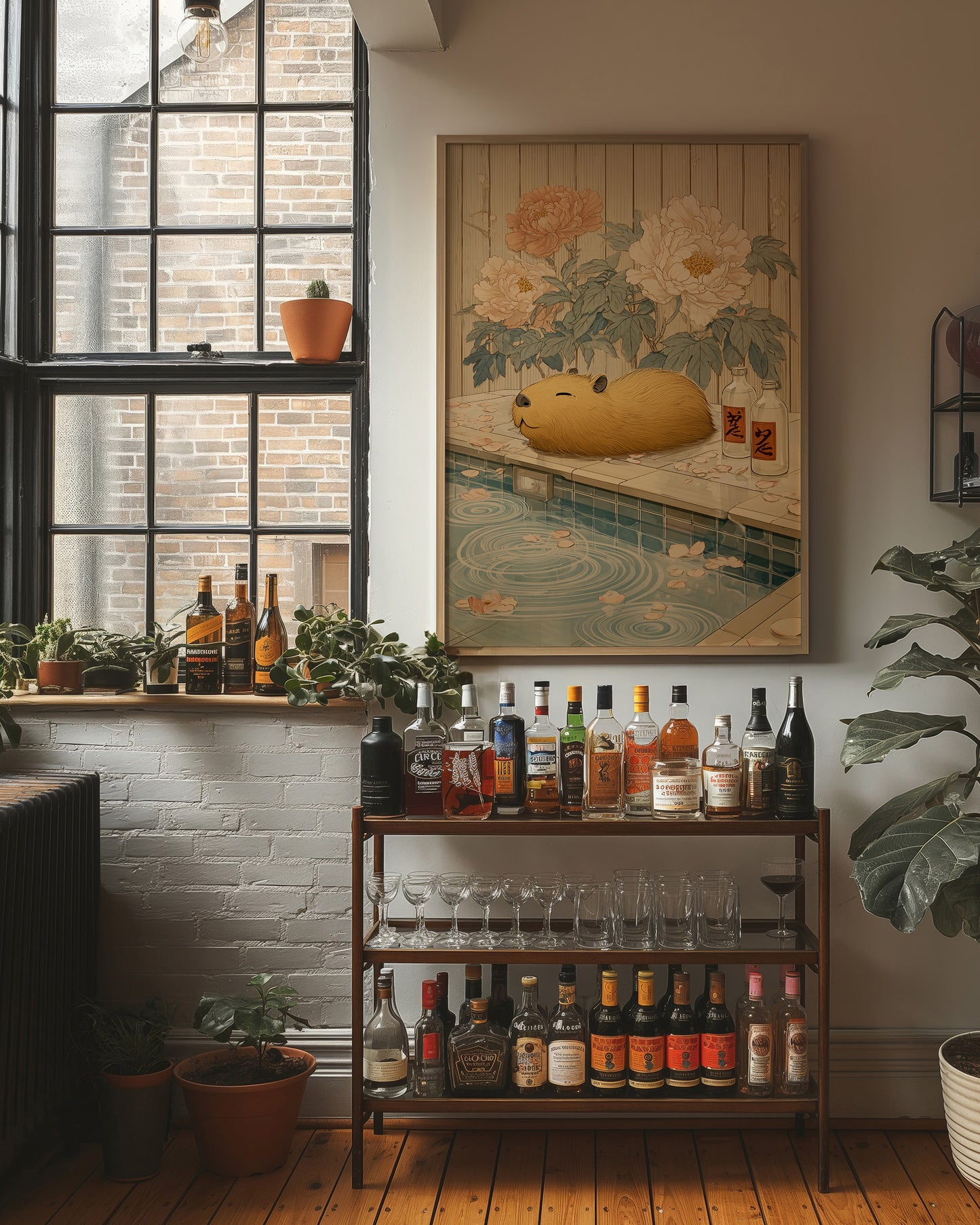 Poolside Capybara Dreams Of Peonies