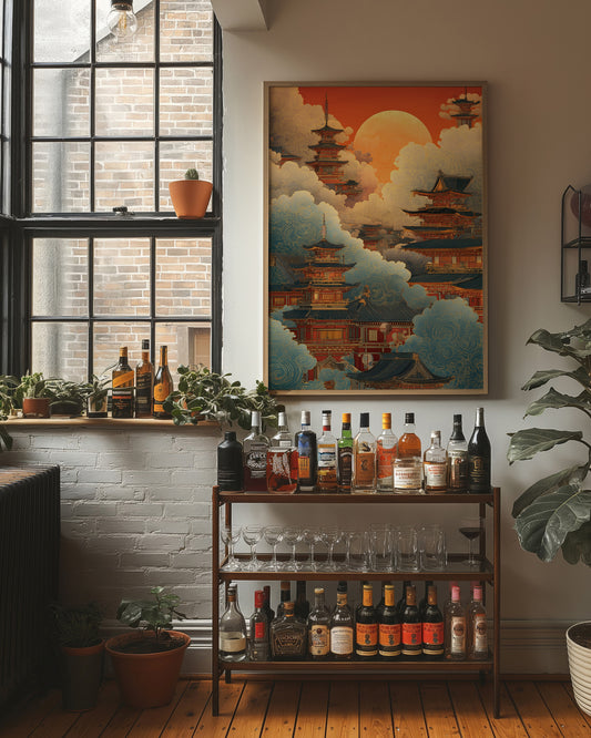 Sacred Temples Float Among Sunset Clouds