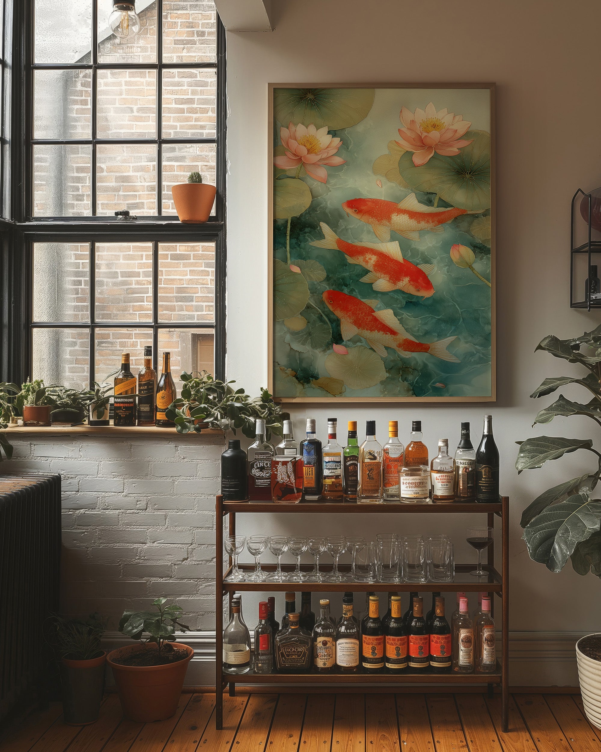 Coral Fish Dance Above City Windows