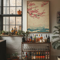 Cherry Blossoms Dance Above Waves