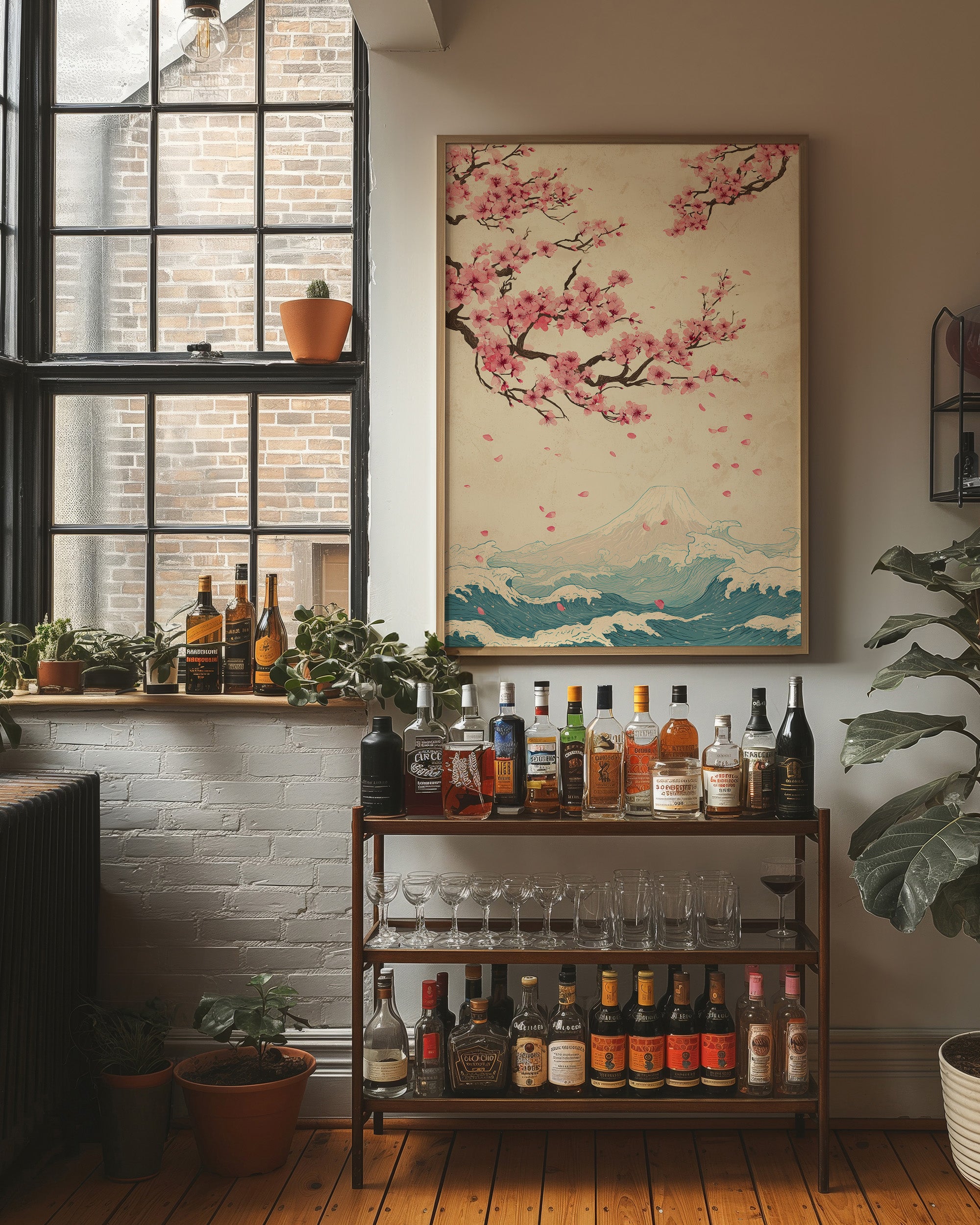 Cherry Blossoms Dance Above Waves