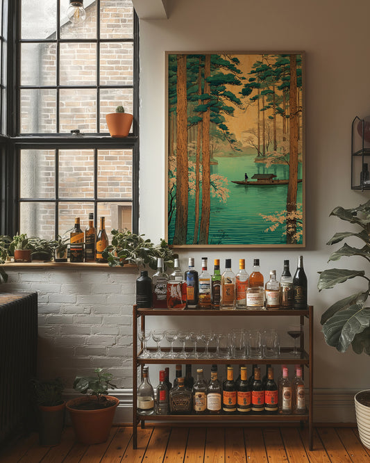 Tranquil Waters Between Sacred Pines