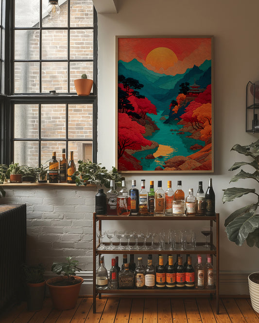 Crimson Rivers Meet Turquoise Mountains