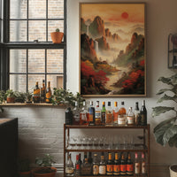 Red Maples Dance Through Mountain Mist