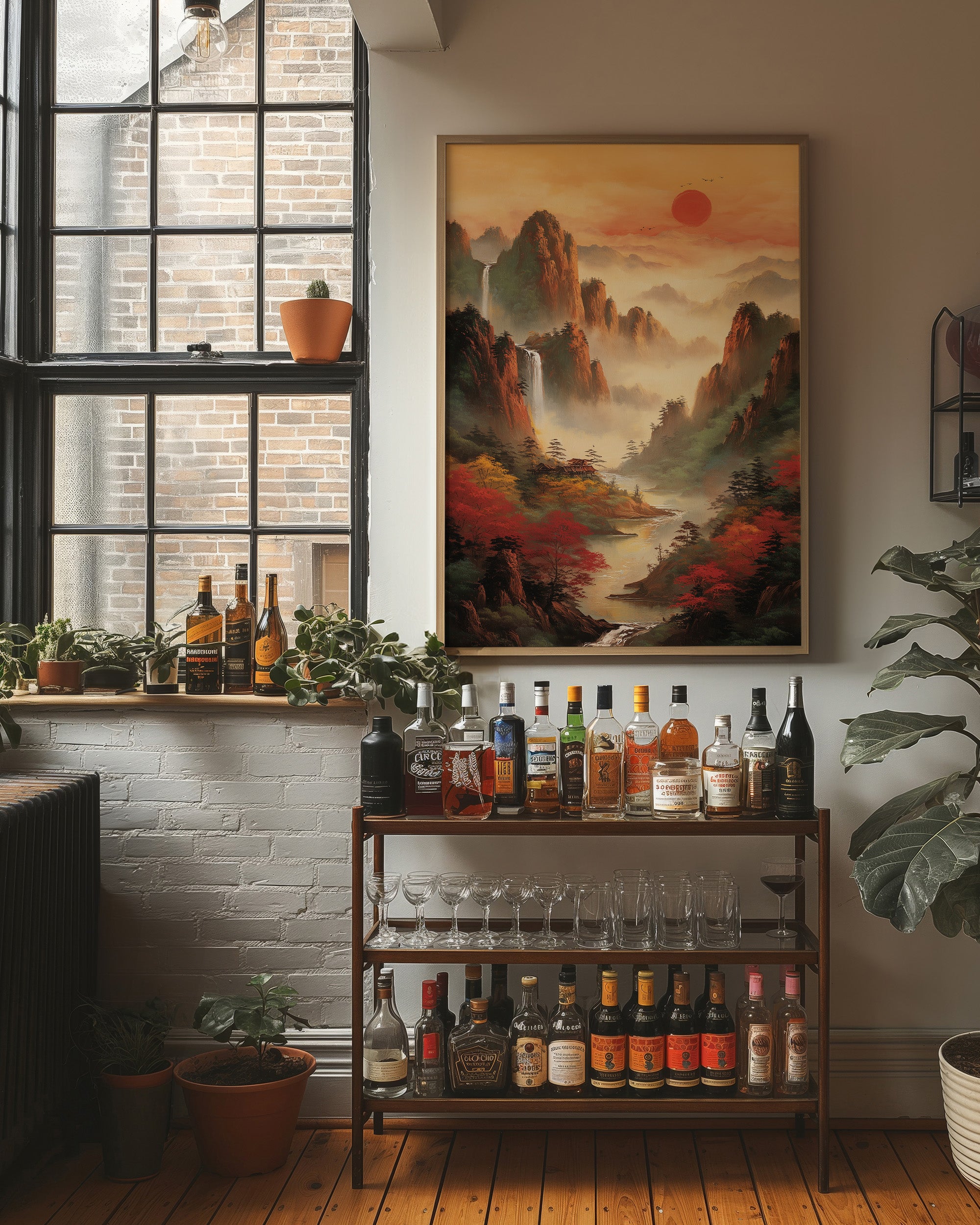 Red Maples Dance Through Mountain Mist