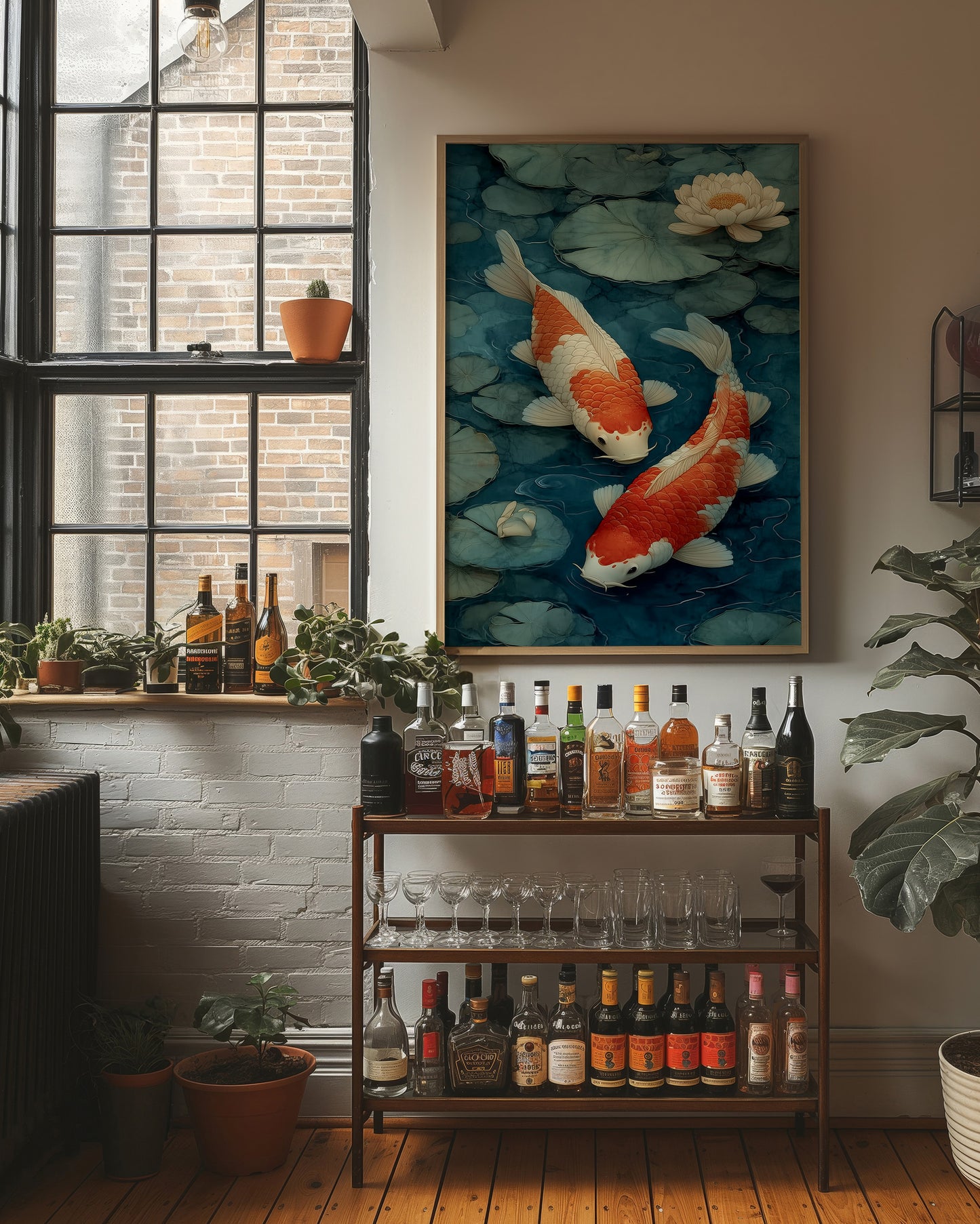 Koi Dance Below Lotus Light