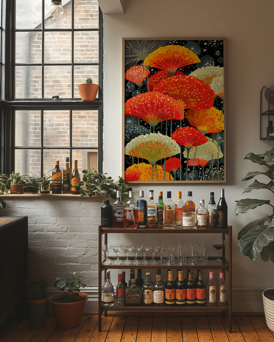 Coral Blooms Dance Against Midnight