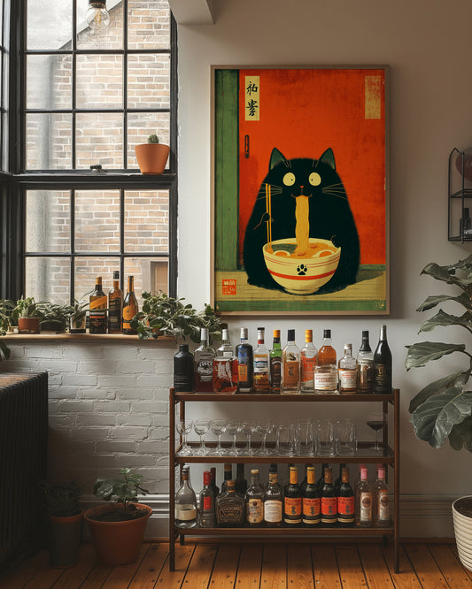 Midnight Ramen With Curious Cat