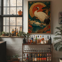 Noble Crane Greets Rising Sun