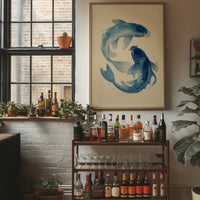 Blue Koi Dance Ancient Waters