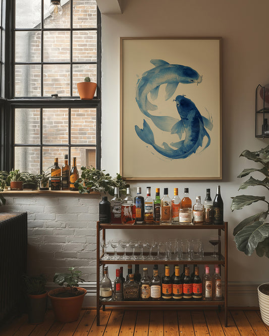 Blue Koi Dance Ancient Waters