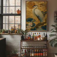 Lotus Moon Greets Noble Heron