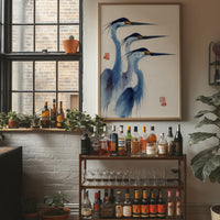 Blue Herons Dance In Morning Light