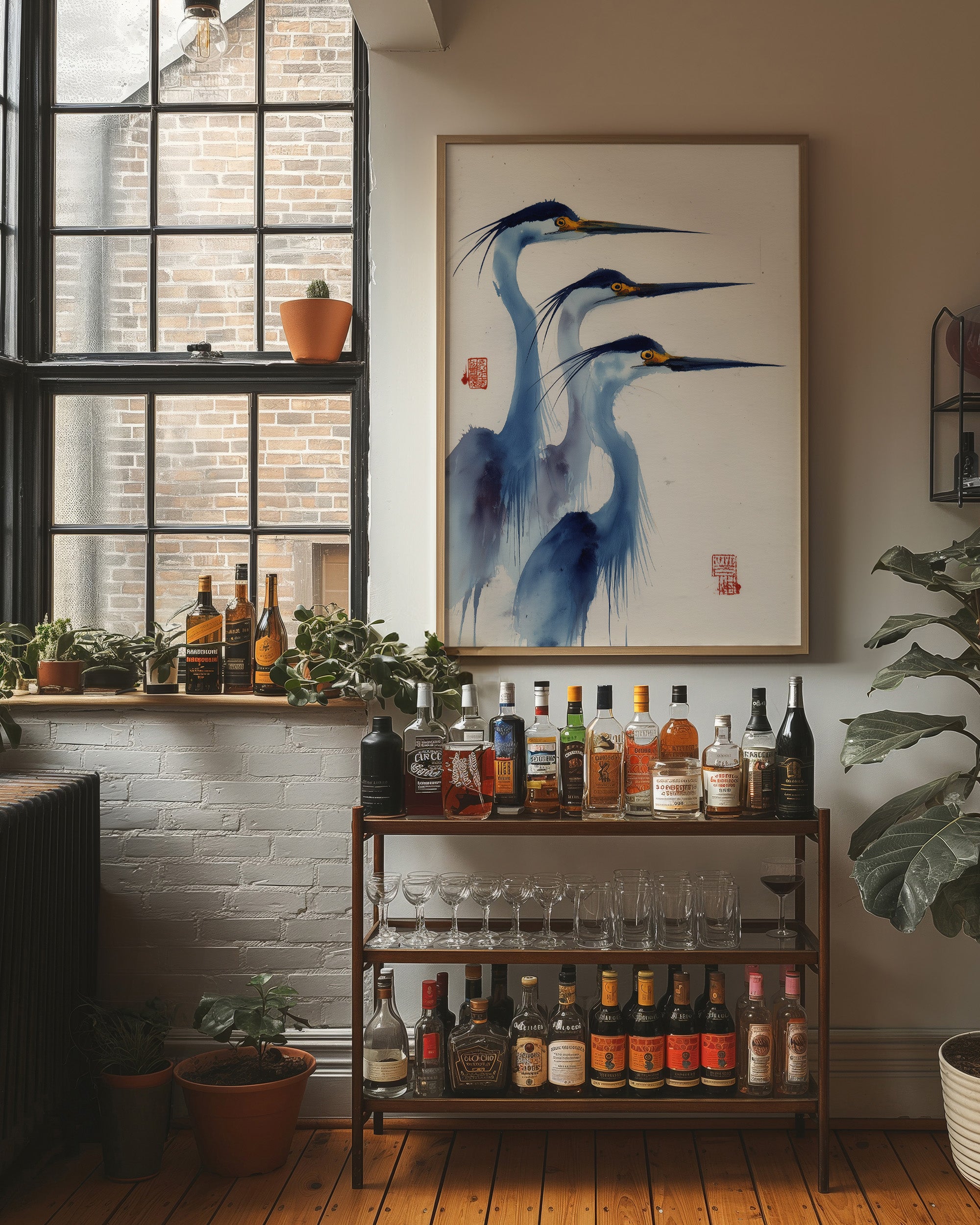 Blue Herons Dance In Morning Light