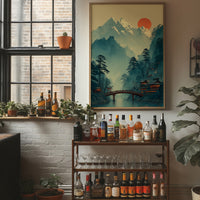 Sacred Bridge Beyond Misty Peaks