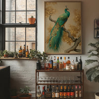 Jade Peacock Among Golden Leaves