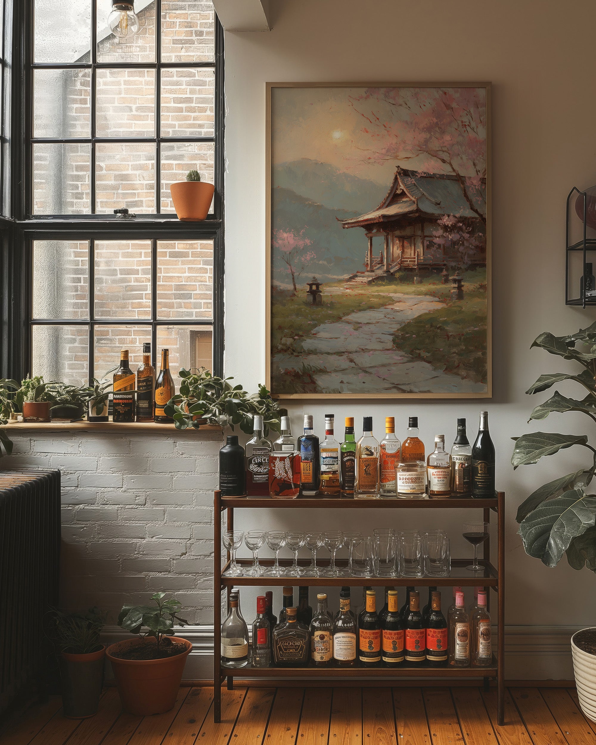 Cherry Blossoms Guard Ancient Temple Path