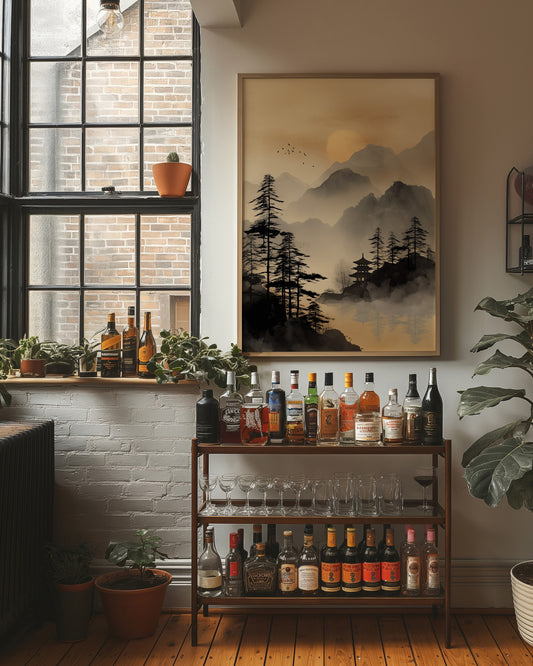 Misty Pagoda Among Mountain Pines