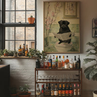 Pug's Morning News And Cherry Blossoms