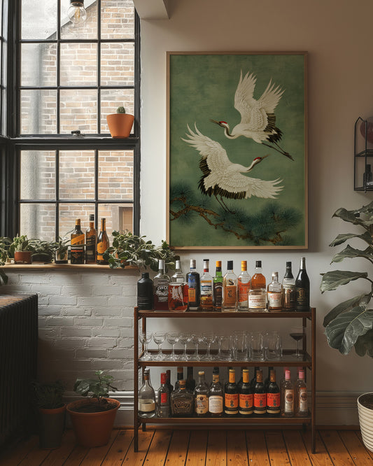 Cranes Dance Among Pine Needles