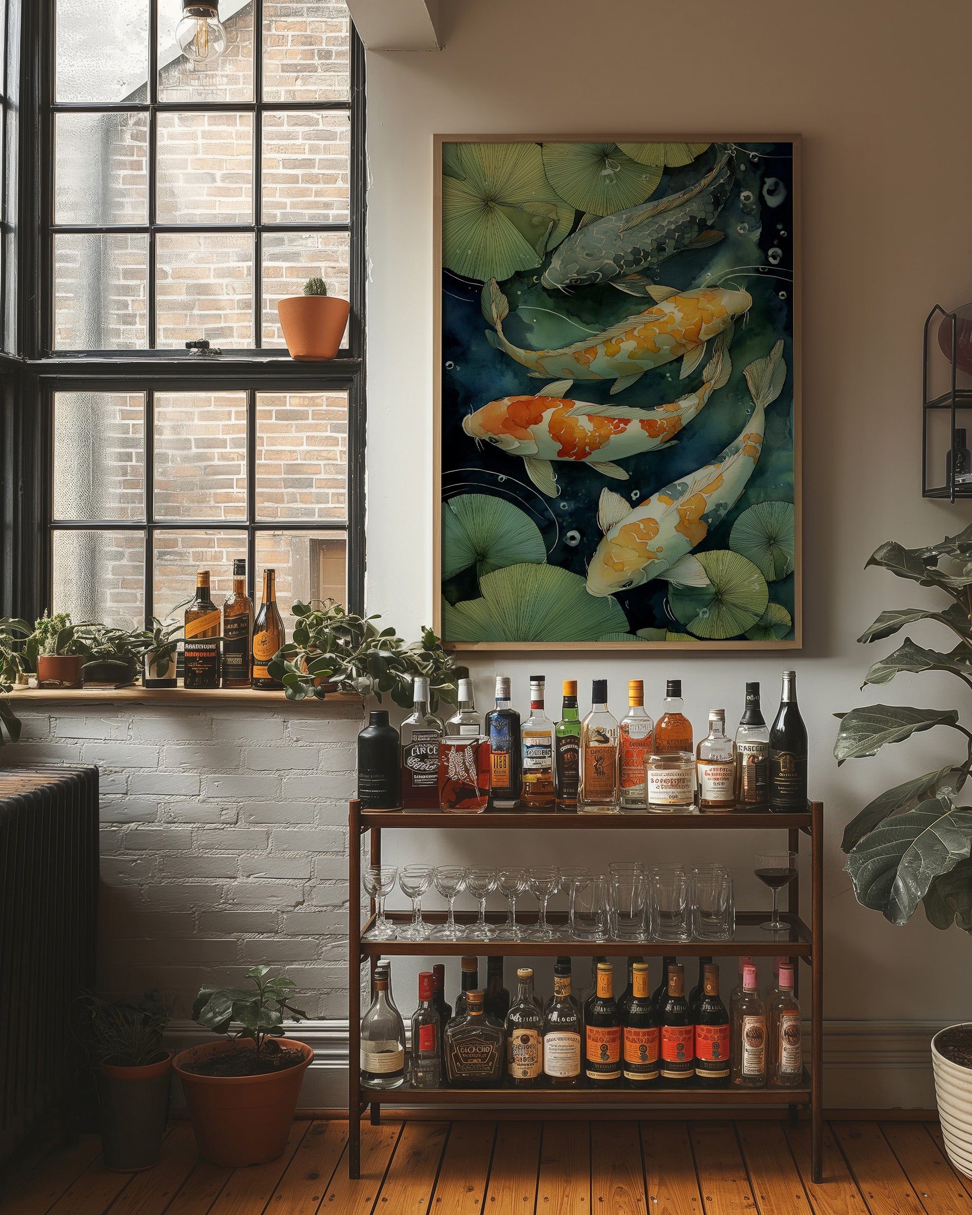 Koi Dance Below Lily Shadows