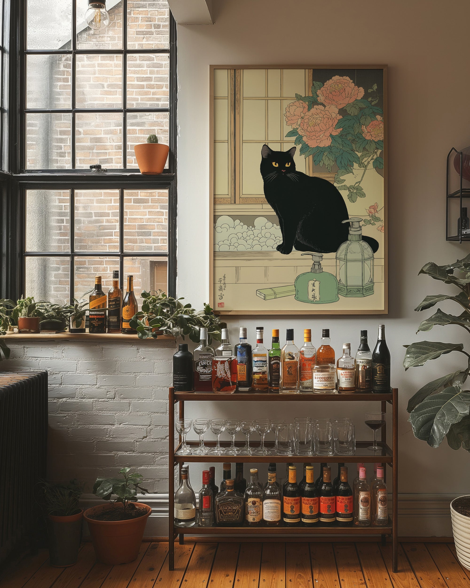 Black Cat Meets Pink Peony Tales