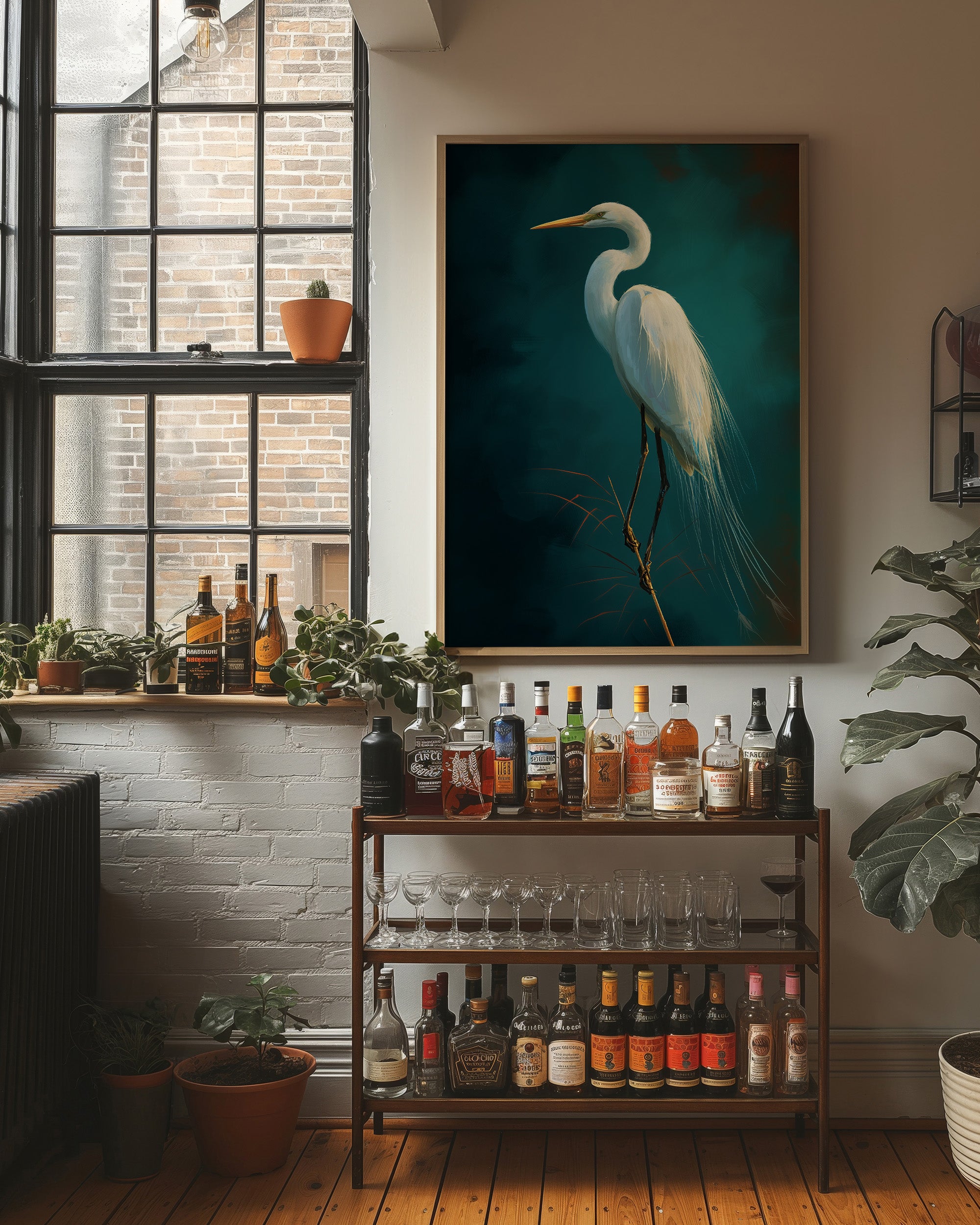 White Feathers Against Emerald Twilight