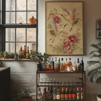 Graceful Cranes Among Peony Blooms