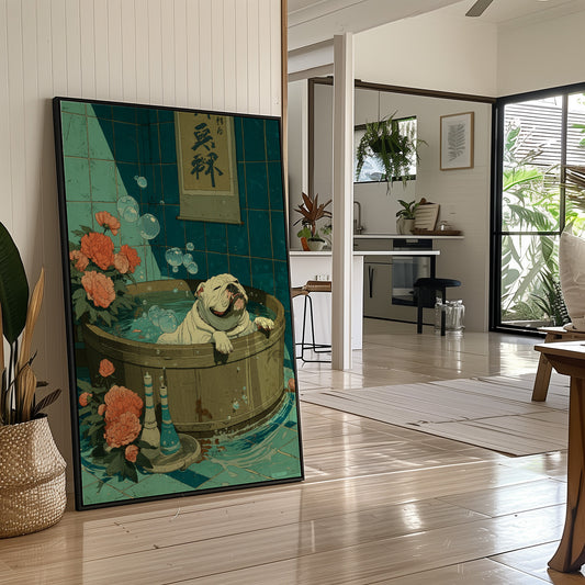 Pug's Bath Among Peach Blossoms