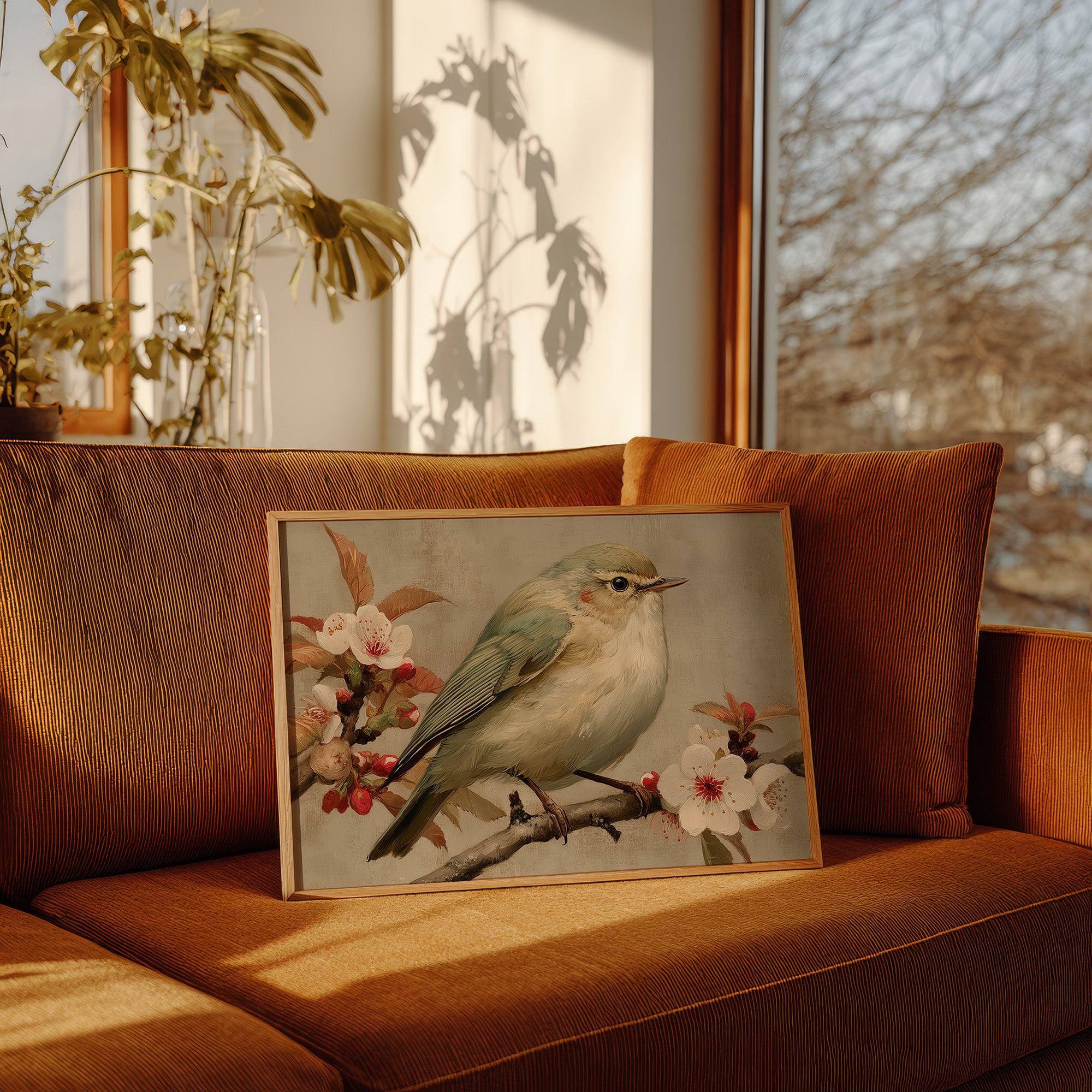 Songbird Rests Among Cherry Blossoms