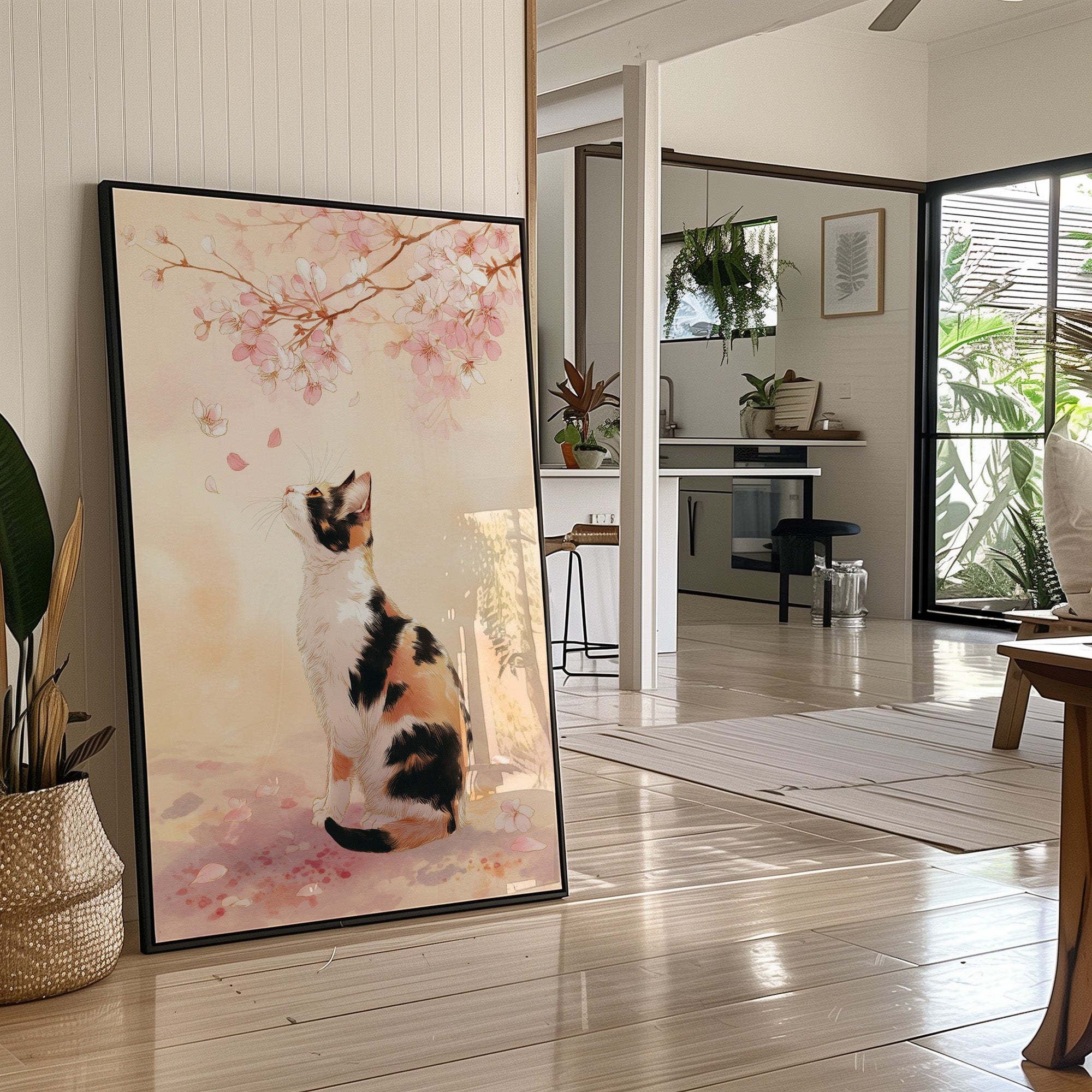 Calico Dreams Under Cherry Blossoms