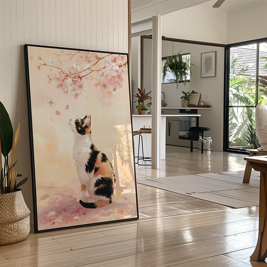 Calico Dreams Under Cherry Blossoms