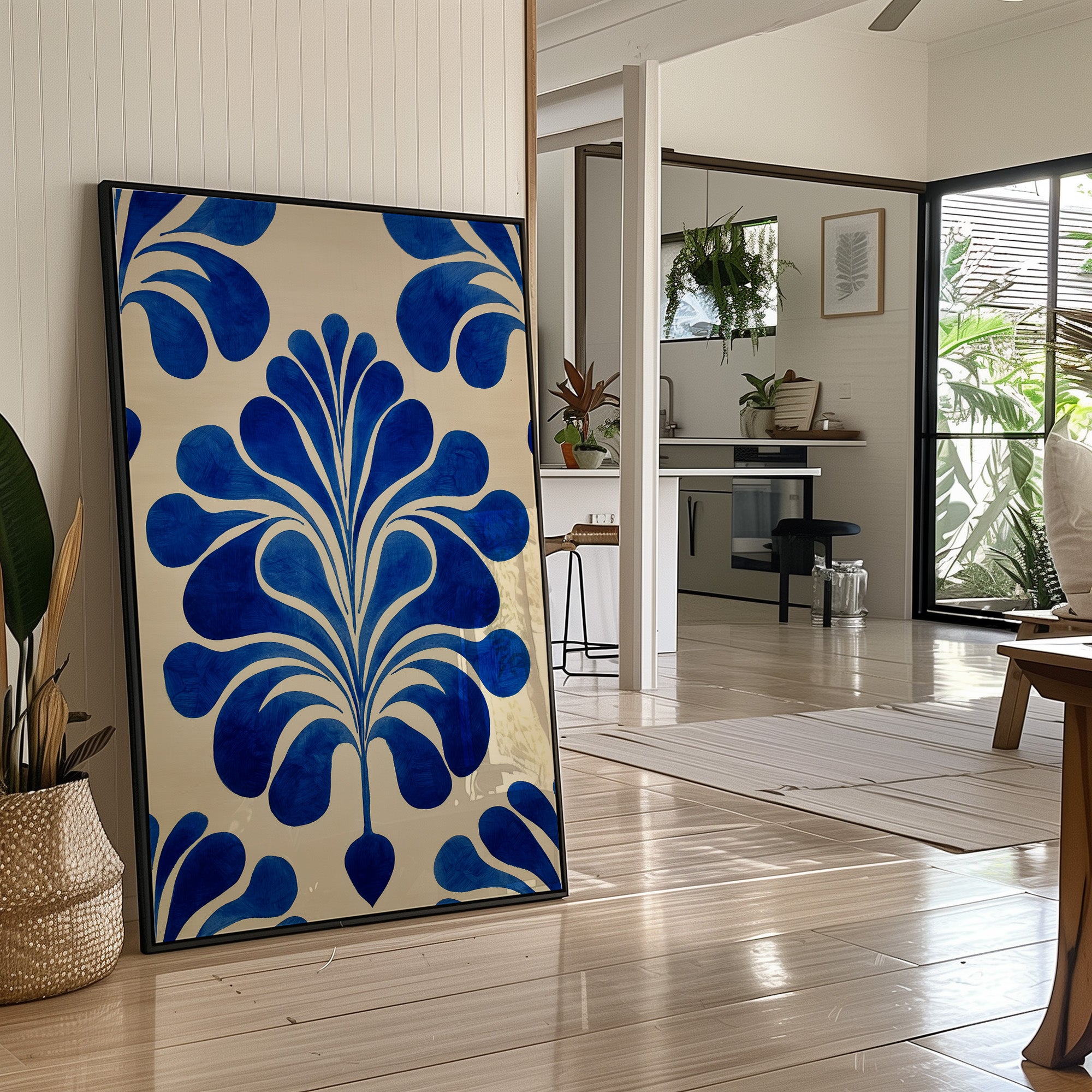 Indigo Petals Dance In Cream